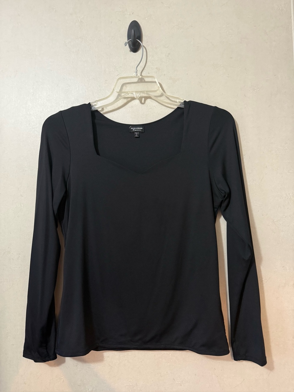 Buckle Black Shapewear Black Long Sleeve Size L Square Neck Sculpting Stretch